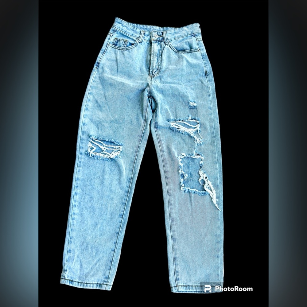 SHEIN XS rippped jeans light wash high waist